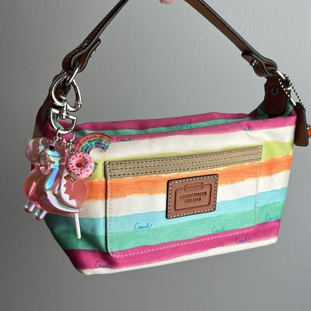 Iridescent Pink Dinosaur Keychain with Pink Candy Charms
